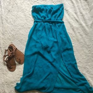 Forever 21 | Aqua Strapless Maxi Dress